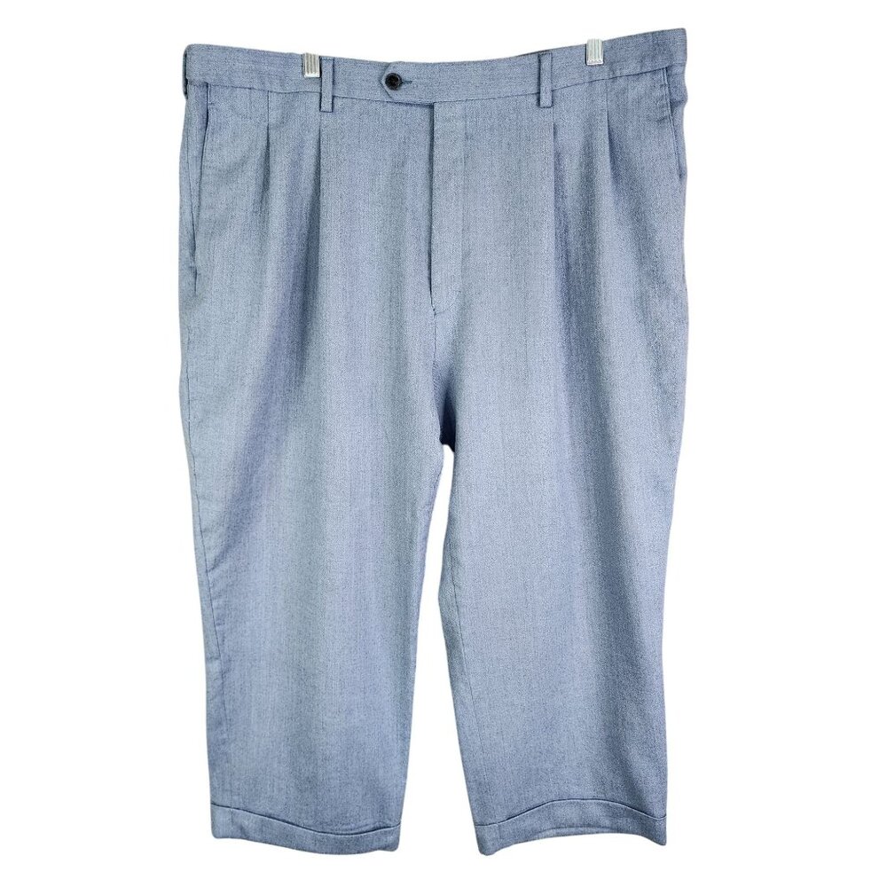 Mens Light Blue Paul Fredrick 100% Wool Pants Slacks Pleated Size 44